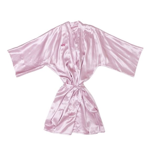 RARE NWOT SLIP Pink Silk Short Robe - Picture 4 of 4